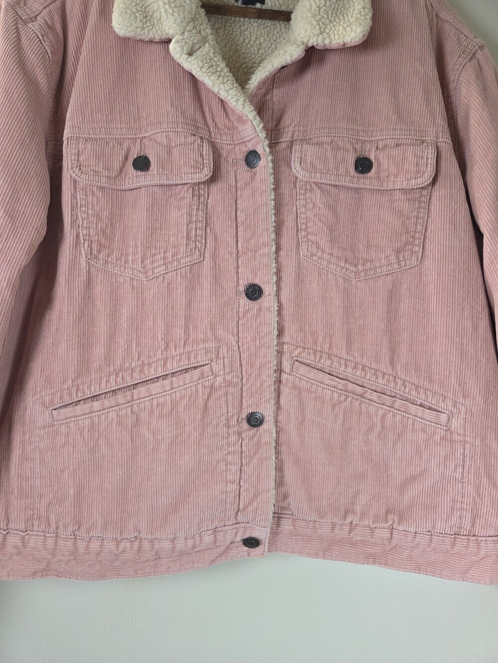 GAP Vintage Sherpa-Lined Corduroy Icon Jacket Pink Size XXL women's Fall Winter - Picture 6 of 11